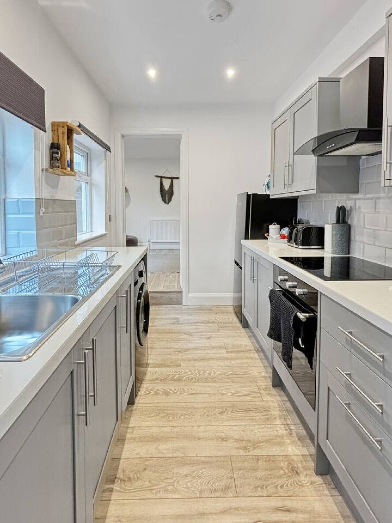 Fridge, microwave, oven, electric kettle