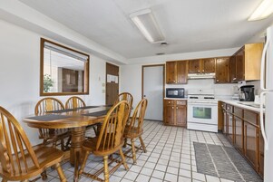 Mini-fridge, microwave, stovetop, toaster