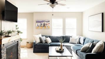 TV, fireplace, offices