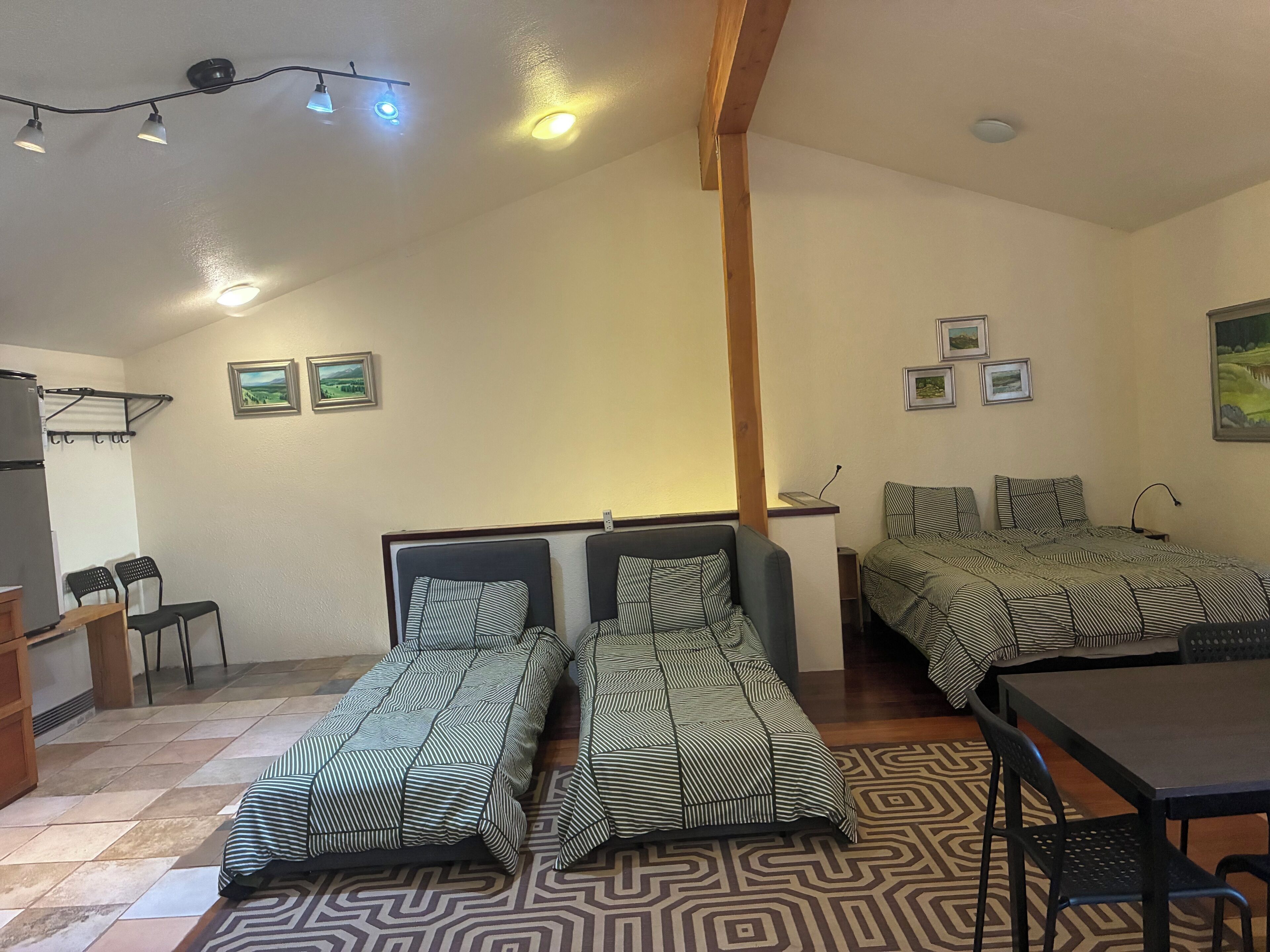 Desk, iron/ironing board, WiFi (free), bed sheets