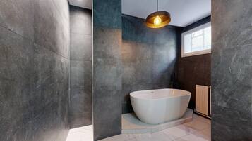 Regadera, secadora de cabello, toallas, jabón