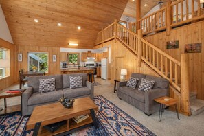 Smart TV, fireplace, DVD player, video library