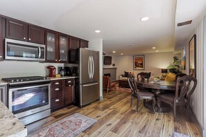 Enjoy cooking and dining in this well-equipped kitchen with a spacious dining area.