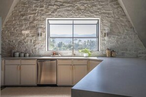 Fridge, microwave, cookware/dishes/utensils