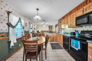 Fridge, microwave, oven, dishwasher
