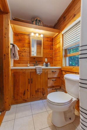 Shower, hair dryer, towels - Cozy 2-Bedroom Cabin with Mountain Views in Bryson City (Bryson City)