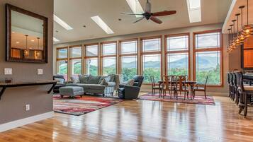 Smart TV, fireplace, foosball, offices