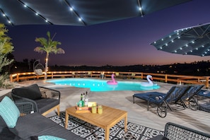 Outdoor pool, a heated pool - Priv. Resort! Mountain Views Oasis- Heated Pool & Spa, Game Rm, Temecula-8 miles (Fallbrook)