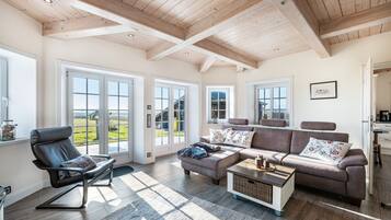 Een televisie, een open haard en een dvd-speler