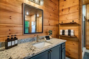 Shower, hair dryer, towels, soap - Hot Tub + Mountain Views • Sleeps 12 • Near Dollywood (Sevierville)
