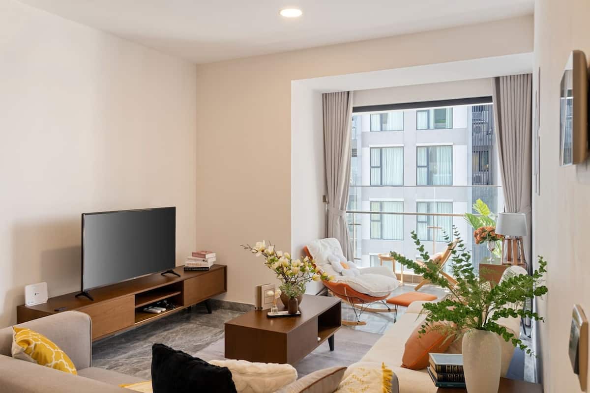 Appartement Supérieur, 3 chambres, cuisine, vue ville | Coin séjour