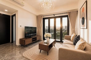 Superior Apartment, 2 Bedrooms, Kitchen, City View | Living area - The D1Mension Apartments (Ho Chi Minh City)