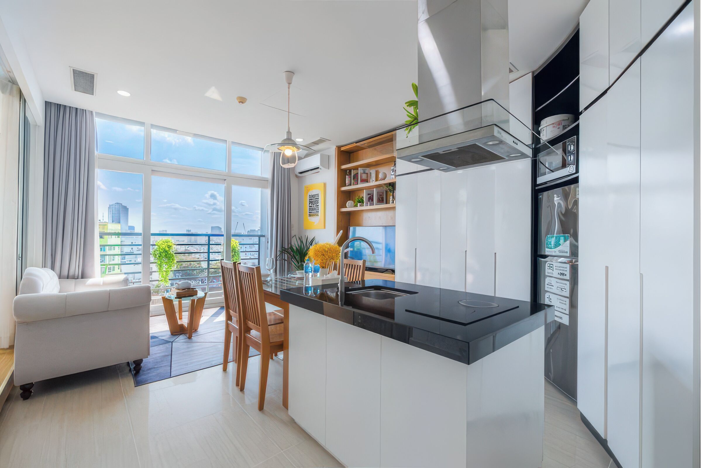 Deluxe-Apartment, 1 Schlafzimmer, Küche, Stadtblick | Minibar, Schreibtisch, laptopgeeigneter Arbeitsplatz
