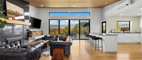 Smart TV, fireplace, computer monitors