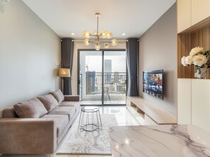 Superior Apartment, 2 Bedrooms, 2 Bathrooms, City View | Living area | 35-inch TV with cable channels