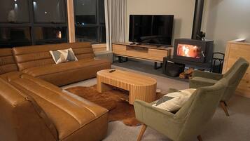 Smart TV, fireplace, computer monitors