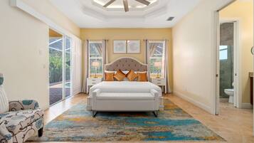 4 bedrooms, desk, iron/ironing board, travel crib