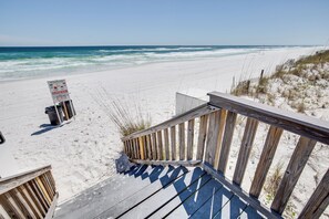 On the beach, sun-loungers, beach towels - ISLANDER BEACH 5TH FLOOR GULF VIEW CONDO - 2BD/2BA (Fort Walton Beach)