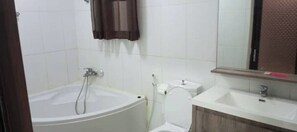 Haartrockner, Handtücher, Seife, Shampoo