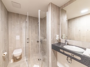 Shower, towels, soap, shampoo