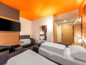 Desk, free WiFi, bed sheets