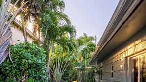 A paved pathway flanked by lush greenery and a building with a window overlooking the path. - BRIGHT Fort Lauderdale Tropical Retreat (Fort Lauderdale)