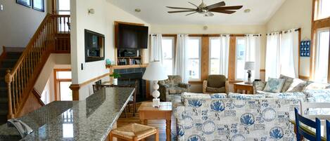 Smart TV, DVD player, ping pong, books