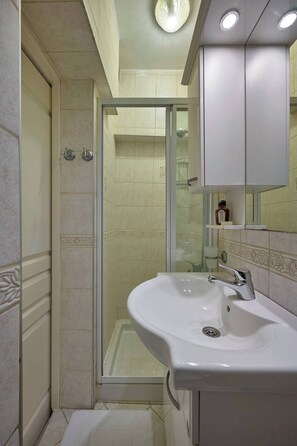 Hair dryer, bathrobes, towels