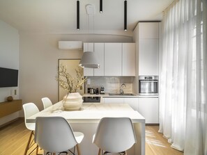 Fridge, dishwasher, electric kettle, toaster