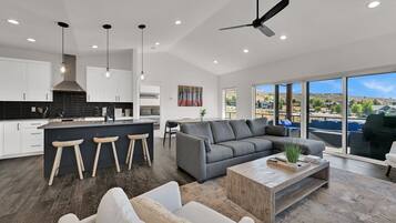 TV, fireplace, offices