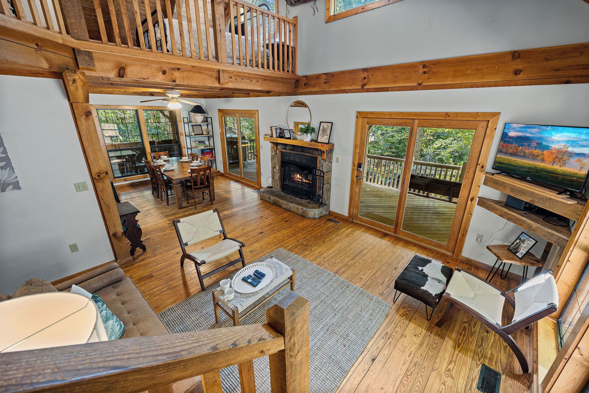 Smart TV, fireplace, video games