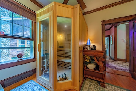 Sauna. 1920s Phoenicia Bungalow w/ Vintage Furnishings, Sauna, Fireplace, & Fenced Yard