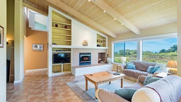 Televisión y chimenea