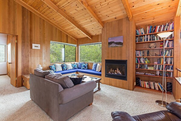 TV, fireplace, DVD player, stereo