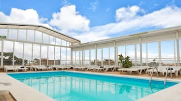 Indoor pool, outdoor pool, open 10:00 AM to 8:00 PM, sun loungers