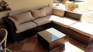 Terrace/patio - Country finca set in elevated position.Private yet within 15-20mins walk to town (Coin)