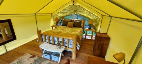 Wildwood Wall Tent, Wildwood Wall Tent by the Stream