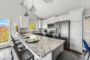 Fridge, microwave, oven, stovetop - Mountain Chalet with Hot Tub and Scenic Views (Gatlinburg)