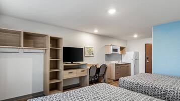 Desk, free WiFi, bed sheets