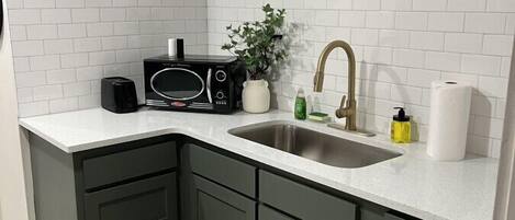 Fridge, microwave, oven, toaster