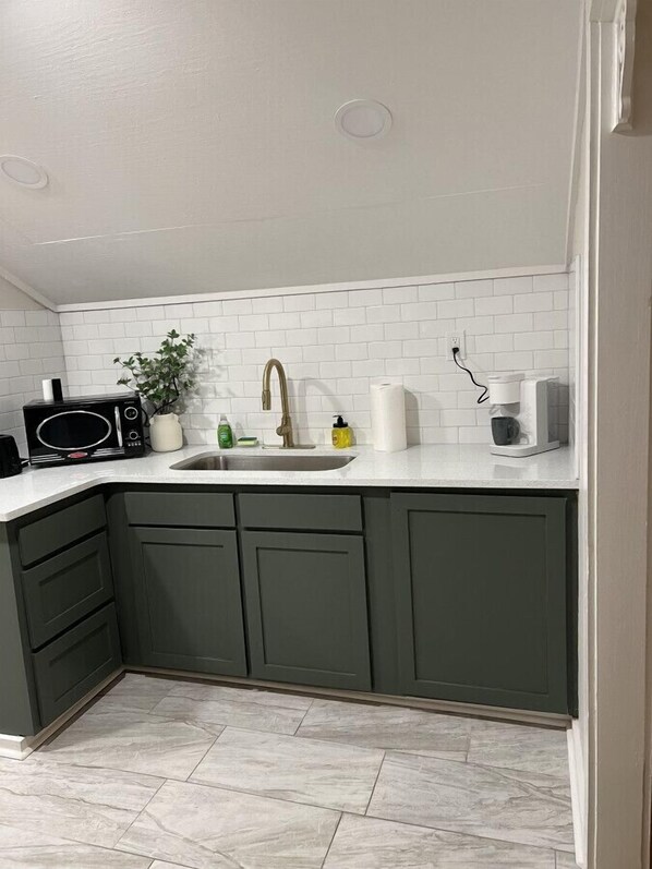 Fridge, microwave, oven, toaster