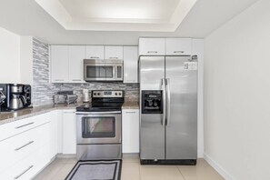 Fridge, microwave, dishwasher, toaster