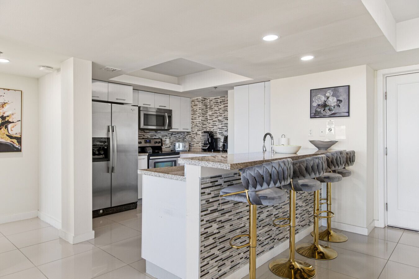 Fridge, microwave, dishwasher, toaster