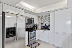 Fridge, microwave, dishwasher, toaster