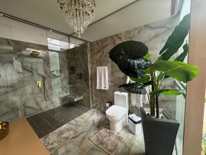 Shower, hair dryer, towels, soap - Casa Lujosa, piscina, sala de cine y chimenea. Barrio mas cool del mundo (Medellín)