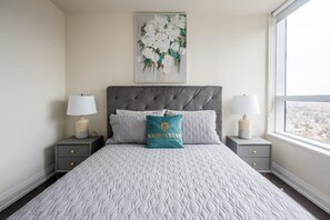 1 bedroom, desk, iron/ironing board, travel cot