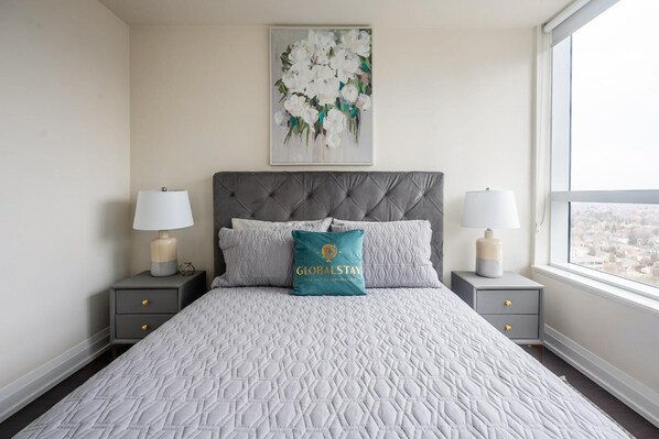 1 bedroom, desk, iron/ironing board, travel cot