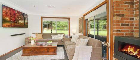 TV, fireplace, stereo