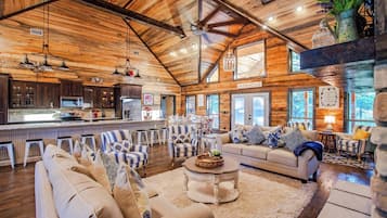 Smart TV, fireplace, DVD player