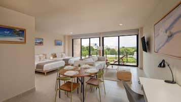 Suite Studio Deluxe, 2 lits doubles, cuisine, vue ville | Literie de qualité supérieure, couette en duvet d'oie